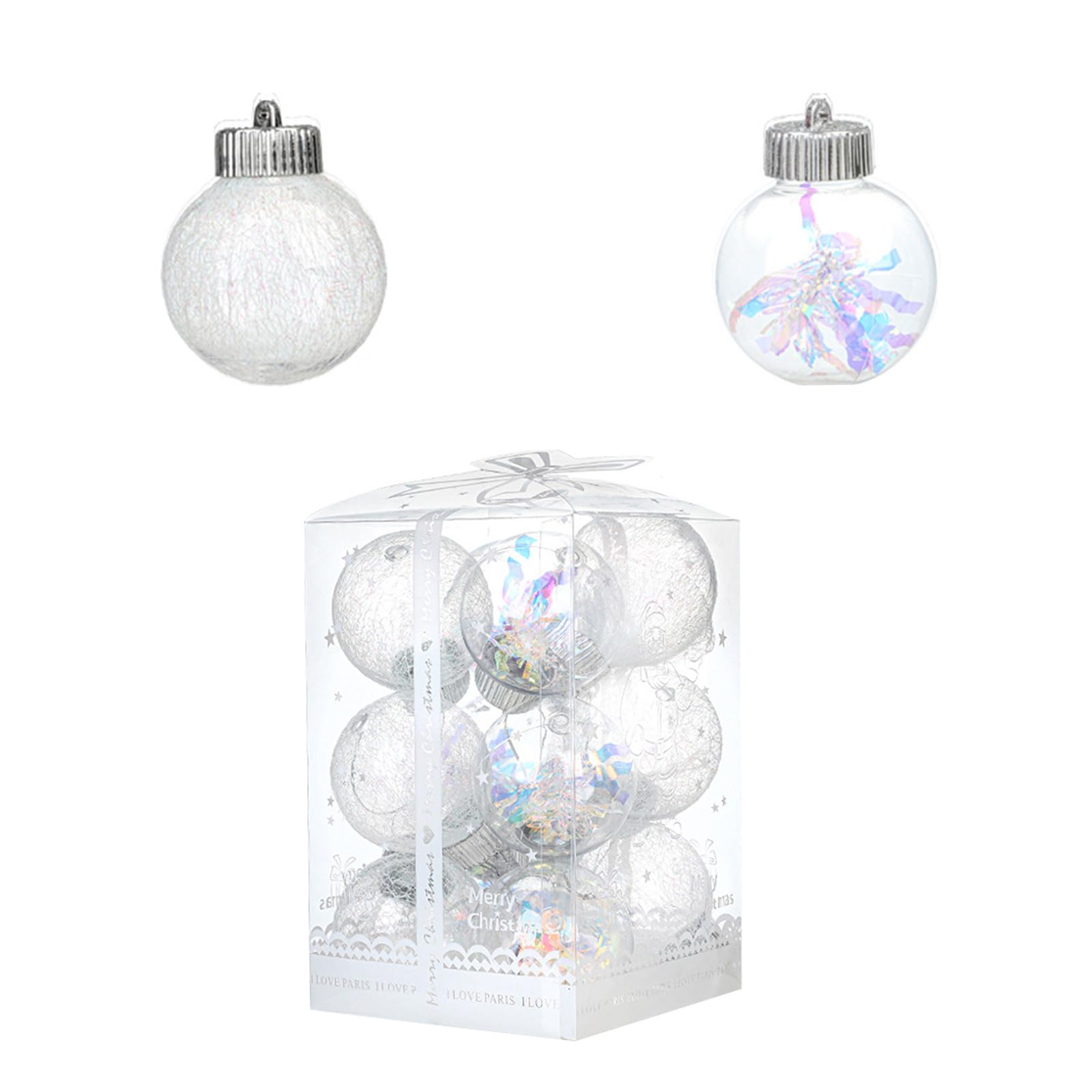 Buxuaaaa 6Cm Mesh Color Strip 6Pcs / Pack Meshes Ribbon Sphere Christmas Tree Hanging Decorations For Christmas Celebration Decorative Baubles