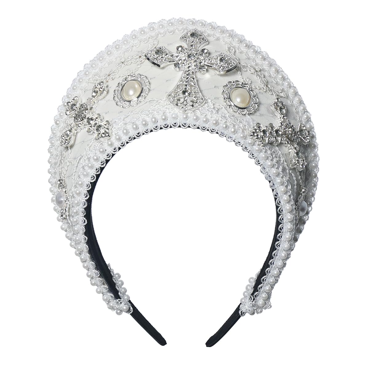 Anne Boleyn Headband Elizabethan Victorian Royal Coronet Hood Tiara Hat Medieval Renaissance Tudor Queen Headpiece for Women