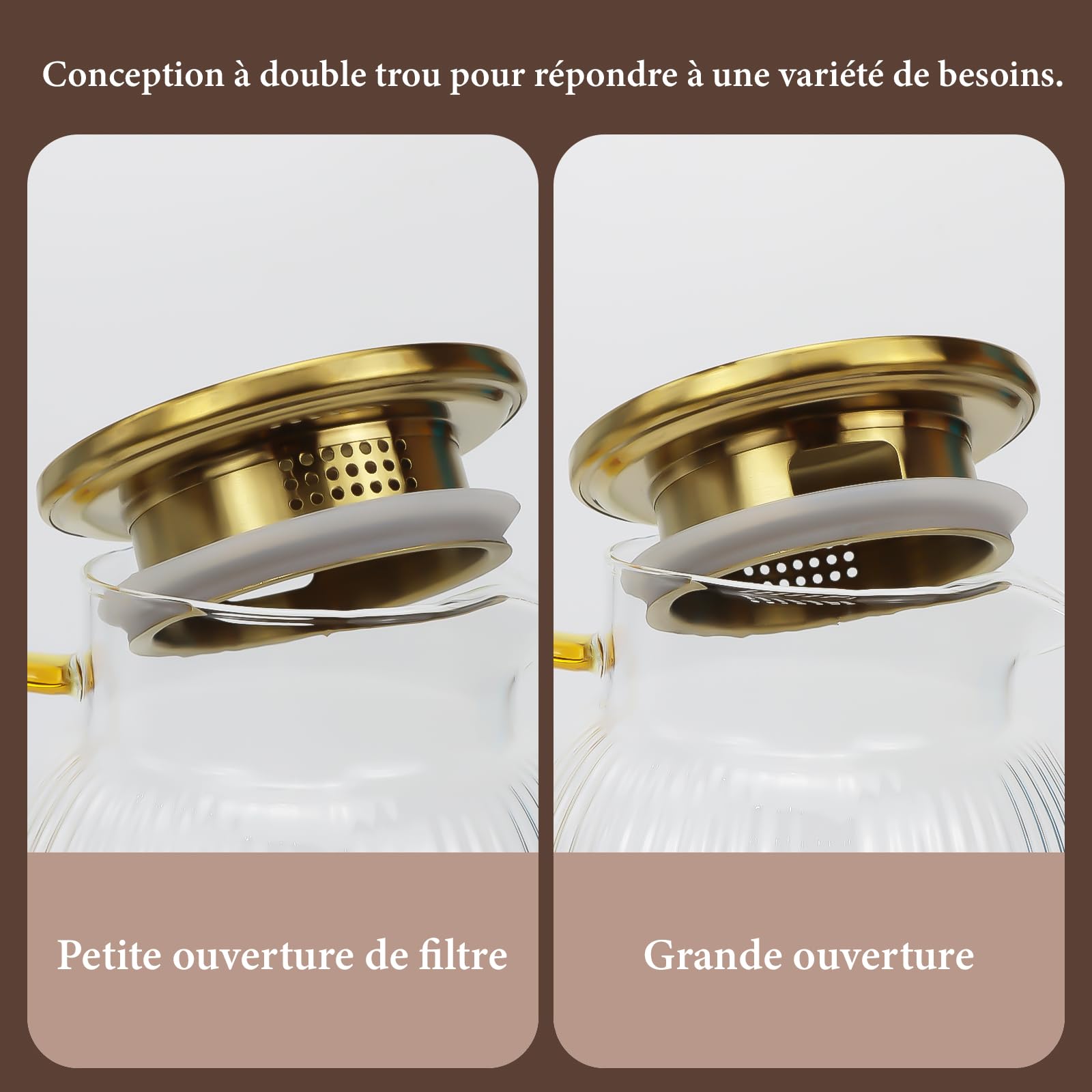 Lot de 2 Carafes en Verre Borosilicate Nervuré, 2 L avec Couvercles