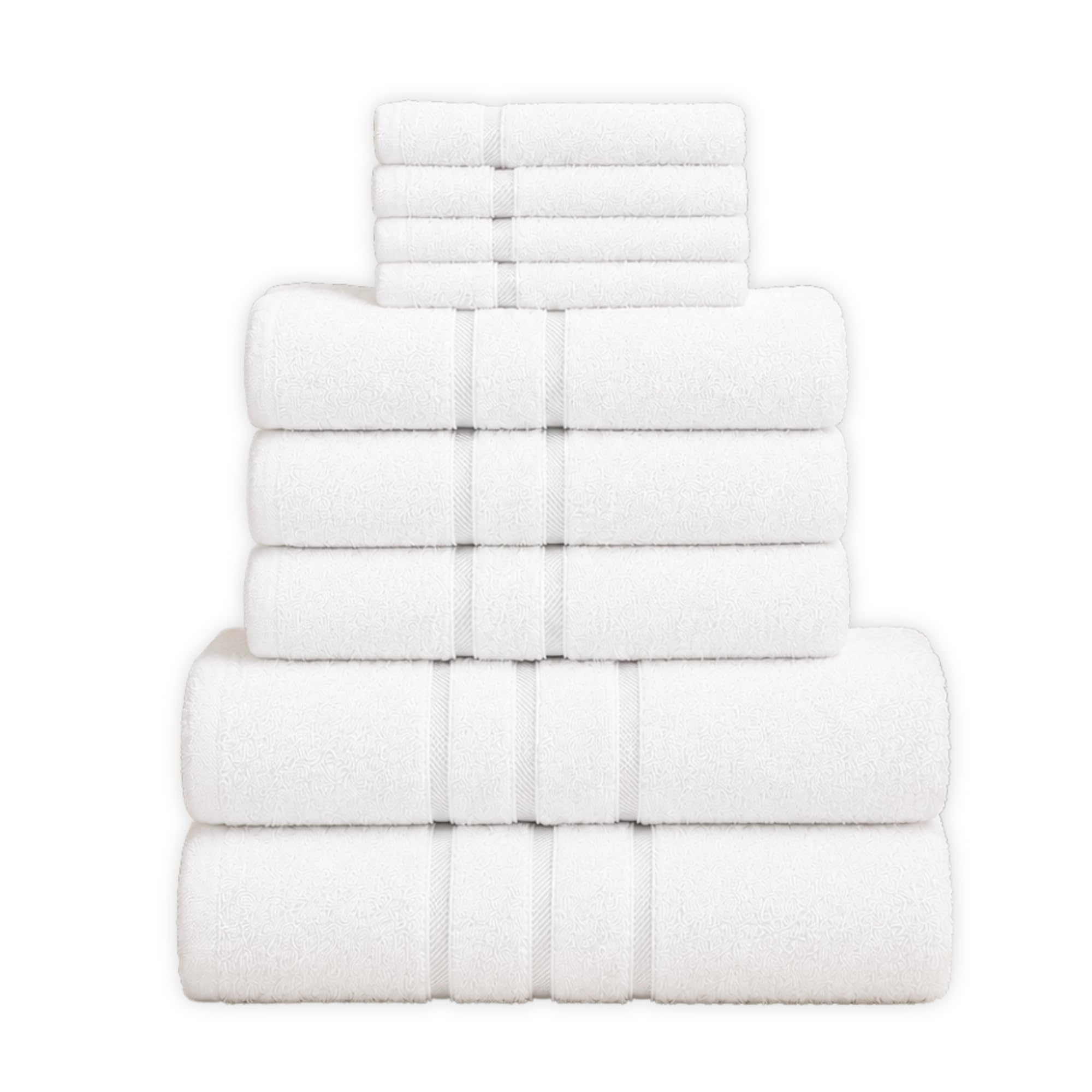 CHARKHAH 10 Pieces Towel Bale Set Reusable Cotton Super Absorbent Cloth Quick Dry Towel 450 GSM Thick Thread Bathroom Sets with 2 Bath 4 Face & 4 Hand Towels Ideal for Home Gym Hotels (White)