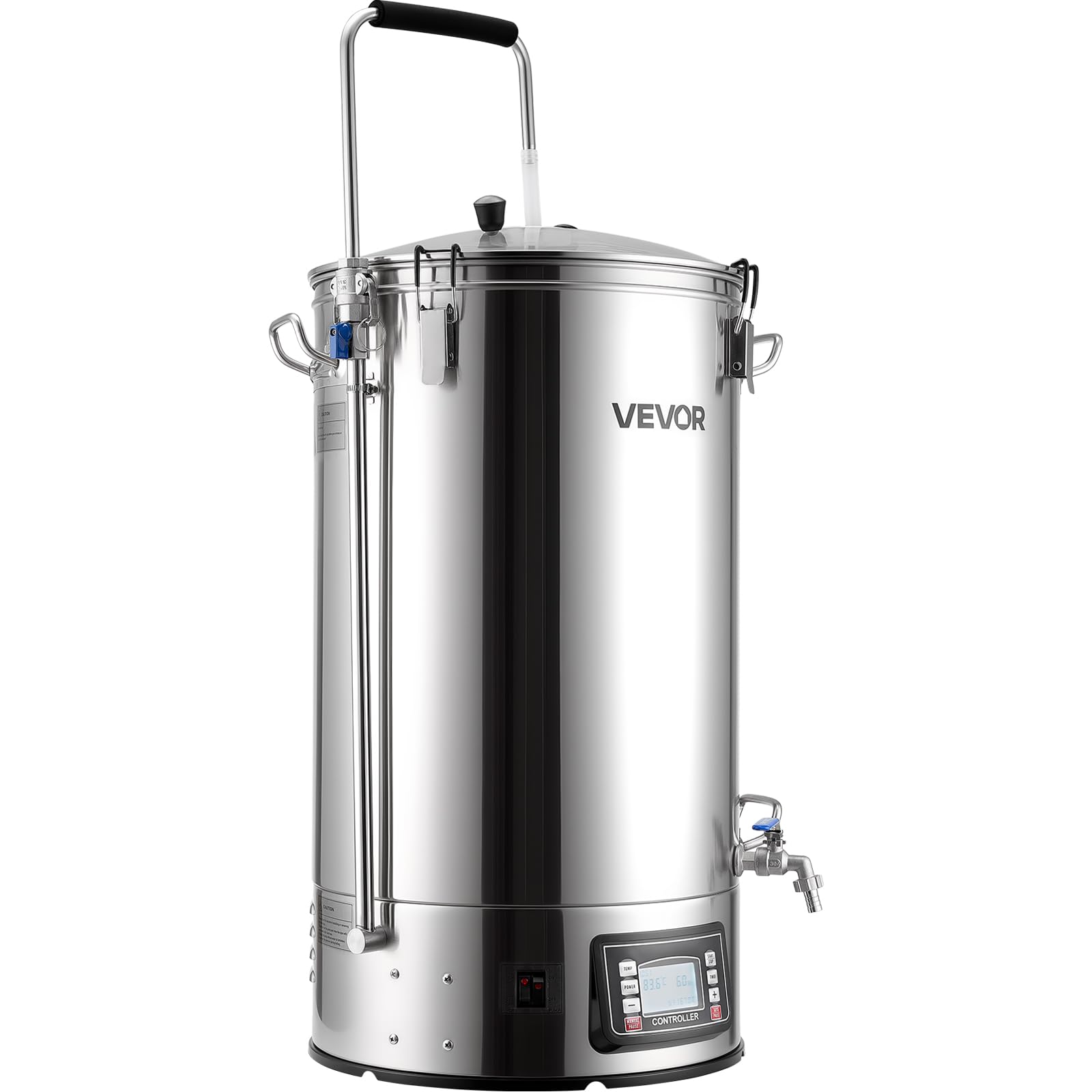 VEVOR Sistema per Produzione di Birra, Bollitore da 60 Litri per Uso Domestico, Pentola Elettrico per Produzione di Birra modalità Automatica/Manuale, Pannello di Controllo Tubo di Circolazione