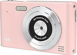 Câmera digital, câmera para crianças, câmeras digitais UHD 4K 48 MP Point and Shoot com cartão SD de 64 GB e zoom digital 16X antivibração, pequeno presente compacto portátil para meninos, meninas