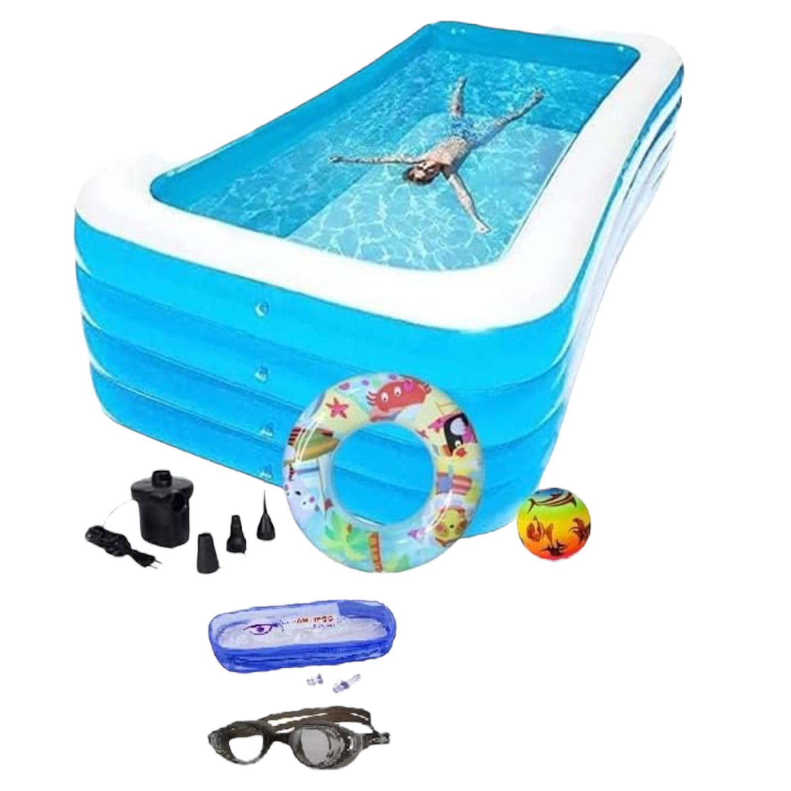 Forevermore 10 Feet Swimming Pool for Family Kids Adult Durable (Free Swimming Ring, Swimming Goggles, Earplug and Electric Air Pump)-picture-24