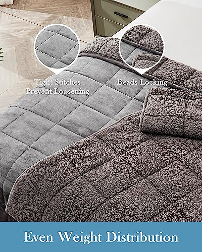 Topblan Sherpa Fleece Weighted Blanket 15Lbs, Uniformed Color With Fuzzy Fleece And Shaggy Sherpa To Help With Better Sleep, 48X72 Inches, Grey #TOP2