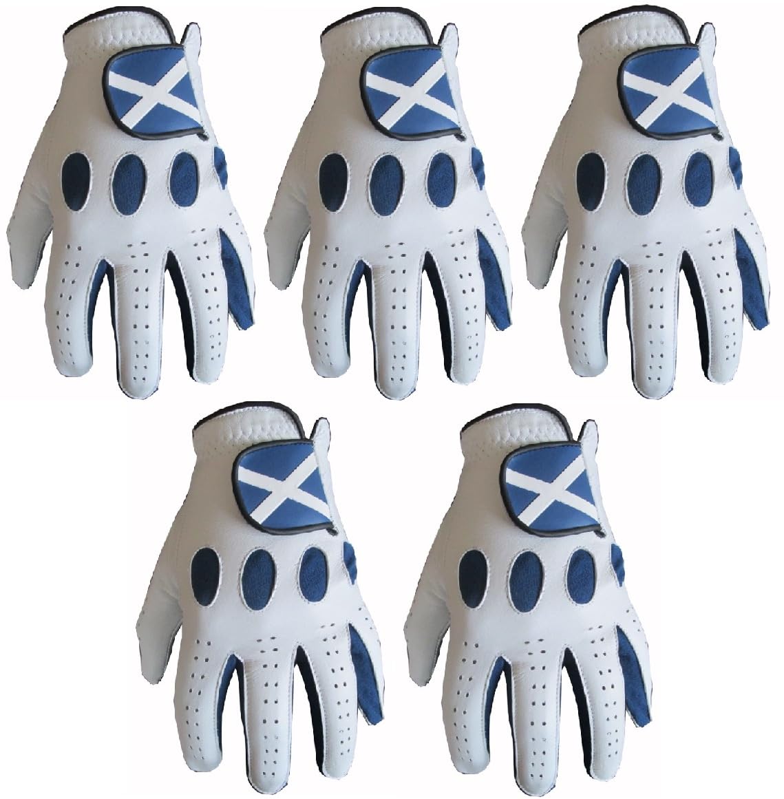 5 100% Cabretta Leather Golf Gloves Scotland Lgo (Medium, left)
