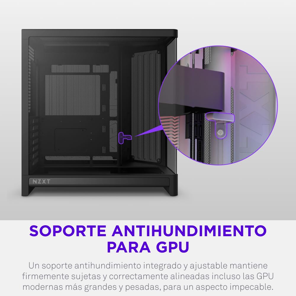 NZXT H6 - Caja PC ATX Compacta Doble Cámara - Negro | Caja ATX de doble cámara compatible con hasta 10 ventiladores de 120mm y radiadores de 360mm, y placa base back-connect.