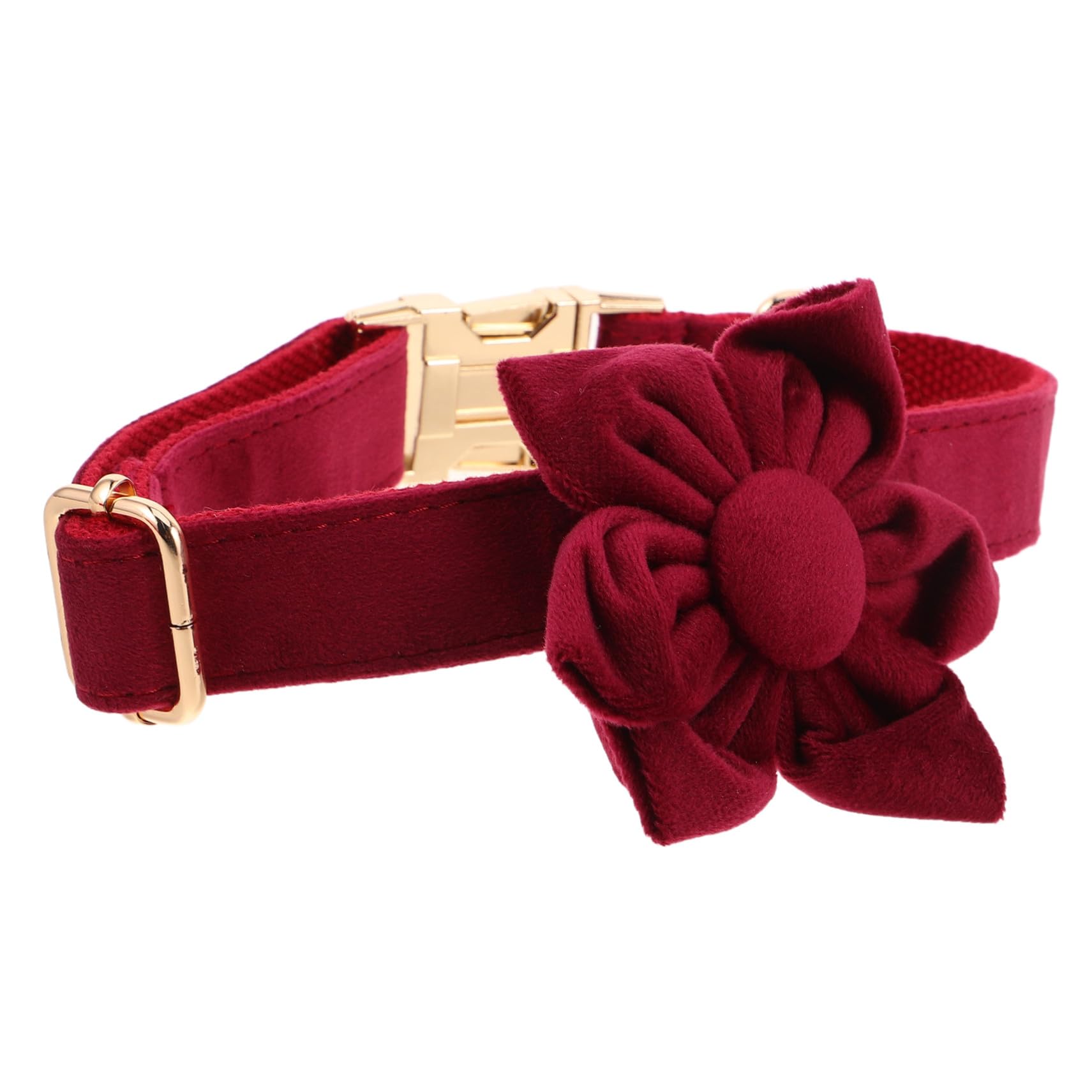 Collier pour chien en velours rouge anti-irritation avec fleur
