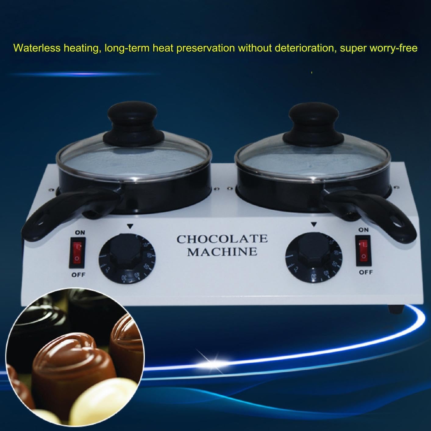 Machine À Fondre Le Chocolat - Fondoir À Chocolat Électrique Avec Contrôle De Température Pour Faire Fondre Le Chocolat, Le Beurre Et Le Fromage - Modèle À 2 Cylindres Et 1/2 Réservoir, Idéal Pour 10