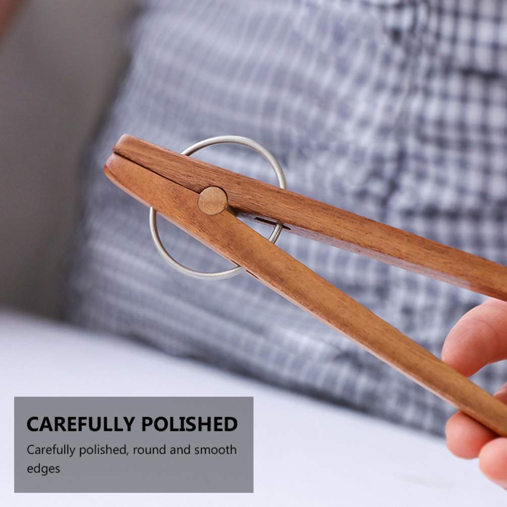 Hemoton Wood Toast Tongs Long Wooden Cooking Tongs Kitchen Tongs Accessories for Bread Pickle Cooking Food Flipping Meat Grabbing Toast