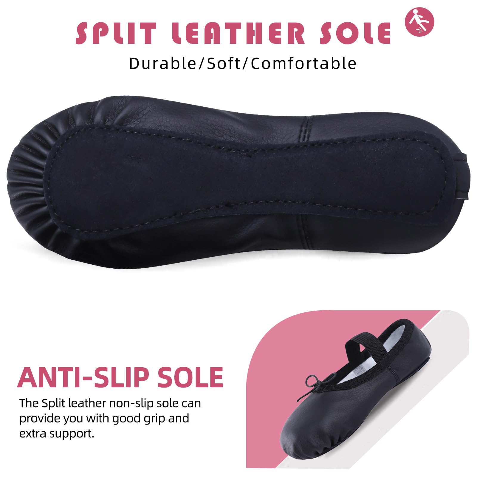 Zapatillas Ballet Niña Cuero Zapatos Danza Mujer Calzado de Danza Gimnasia Yoga Prada para Niños y Adultos Tallas 22-44 EU