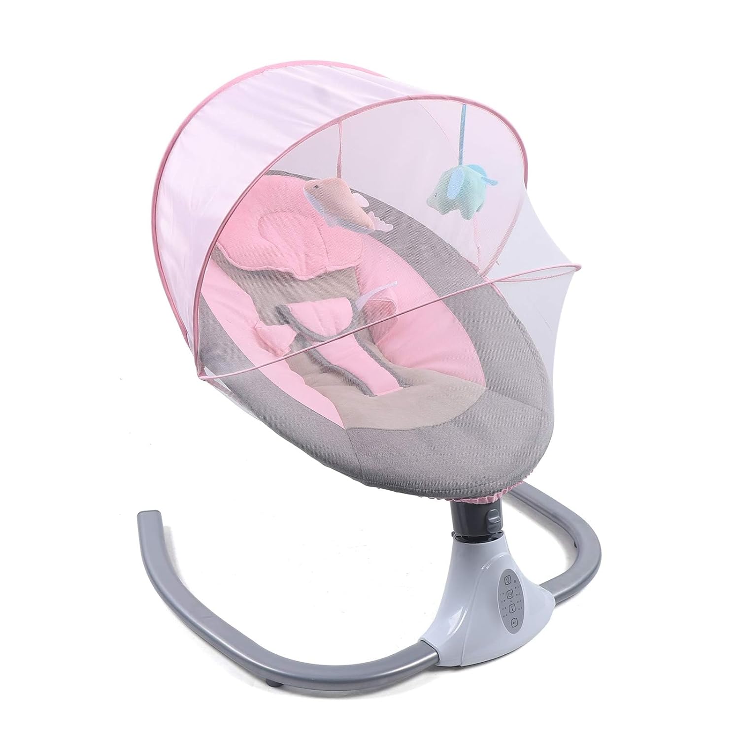 TFCFL Baby Swings for Infants, Foldable Infant Swing Chair Baby Bouncer 4-Speeds with Music Speaker, Netting, Hanging Toys, Seat Cover, Pillow or 0-12 Months Newborn Babies (Pink)