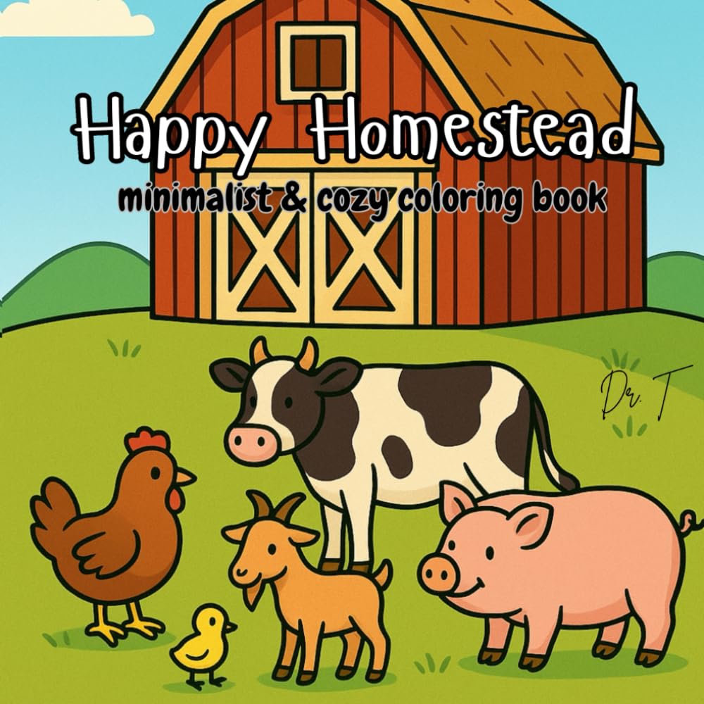 Happy Homestead: minimalist & cozy coloring book