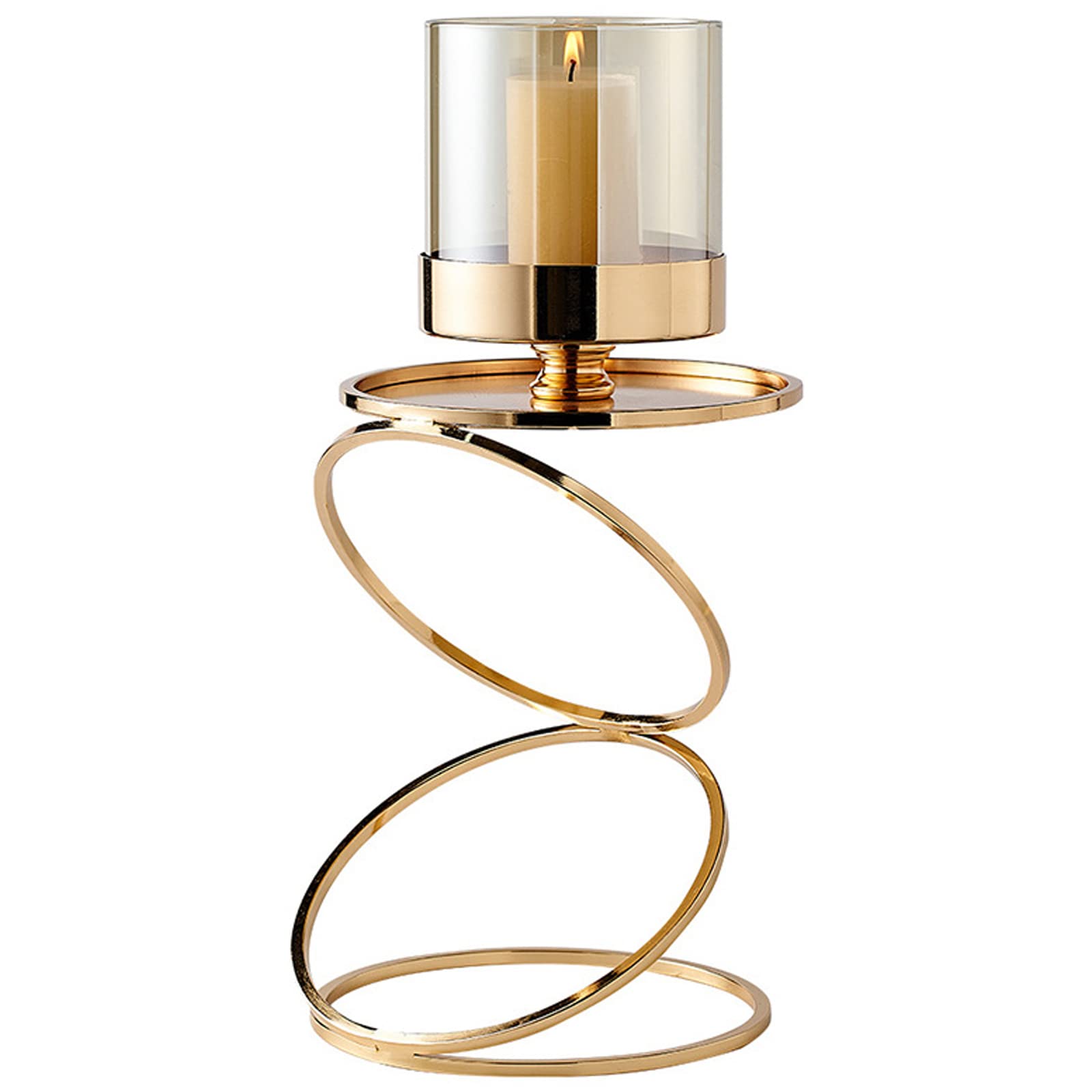 Supporto per Portacandele in Oro, Portacandele in Metallo E Vetro, Romantico Portacandele A Lume di Candela per La Festa di Compleanno di Natale di San Valentino,Height: 39.5cm