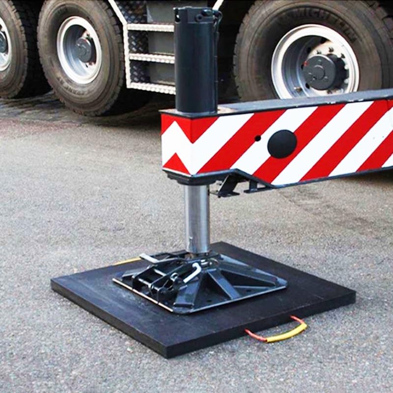 PFCDZDU Black Outrigger Pad, Heavy Duty Thick RV Jack Blocks Pads with Handle, Stackable Wrecker Landing Gear Mat for Tow Service Truck Trailer Crane(19.7x19.7x2.0in(50x50x5cm))