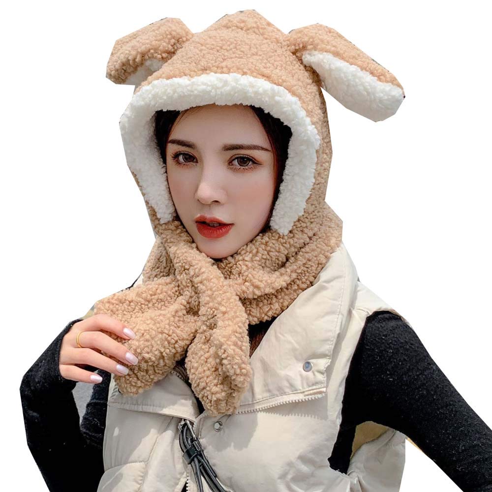 YEKEYI Ear Moving Jumping Rabbit Ear Hat Pop Up Ears Plush Bunny Cap Winter Warm for women Girls