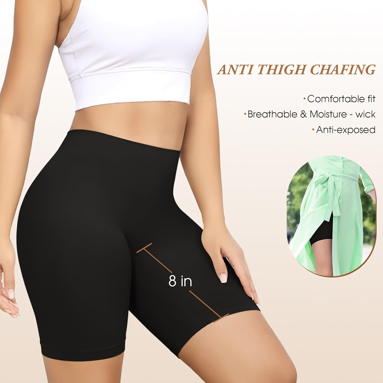 4 Pack Slip Shorts for Under Dresses Anti Chafing Underwear Seamless Comfortable Smooth Yoga Biker Workout Shorts - Image 3