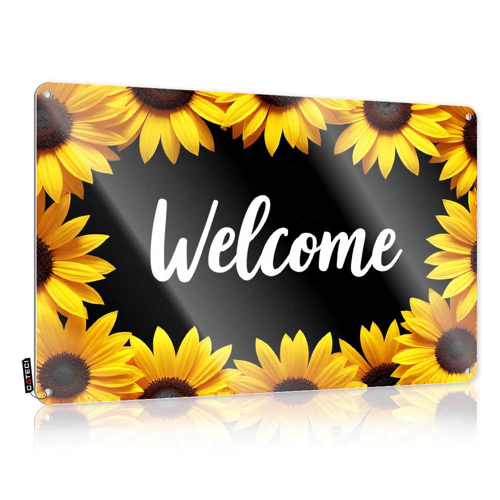 Men Bedroom Decor Fun Tin Metal Sign - Welcome To The Sunflower Festival Rustic Wall Art Reusable Easy Hang For Farm(30X40CM)