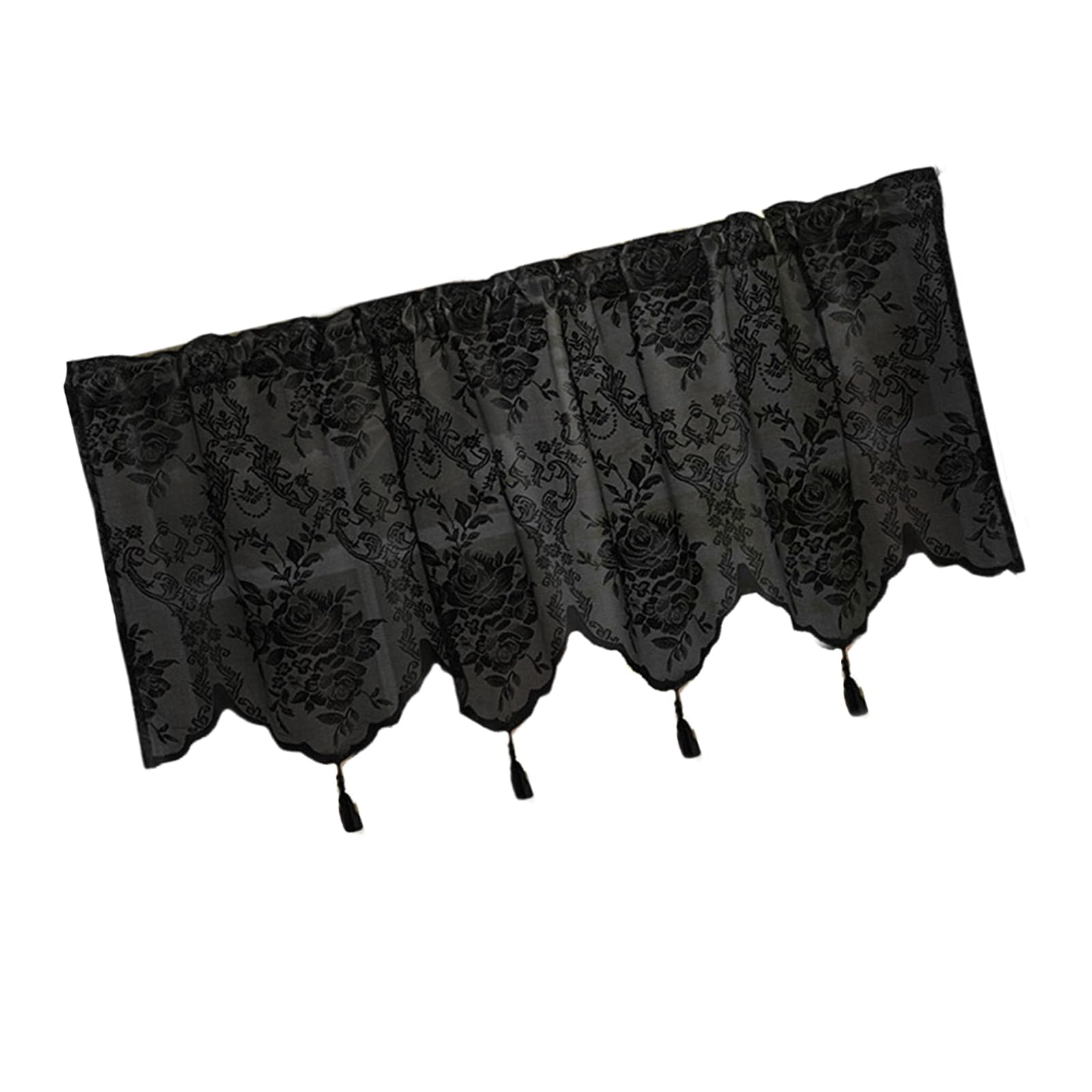 LSTTBO Lace Window Curtain Elegant Tasseled Lace Weaving Designing Curtains to Any Space Decoration Short Drape Privacy Curtain