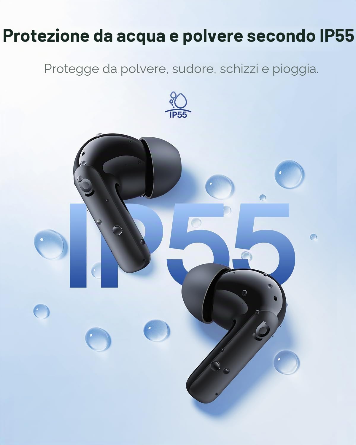 Baseus EP10 NC Auricolari Bluetooth con cancellazione del rumore, cuffie Bluetooth con -43 dB ANC, cancellazione del rumore adattiva, auricolari con 4 microfoni, chiamata chiara, IP55, 41 ore di