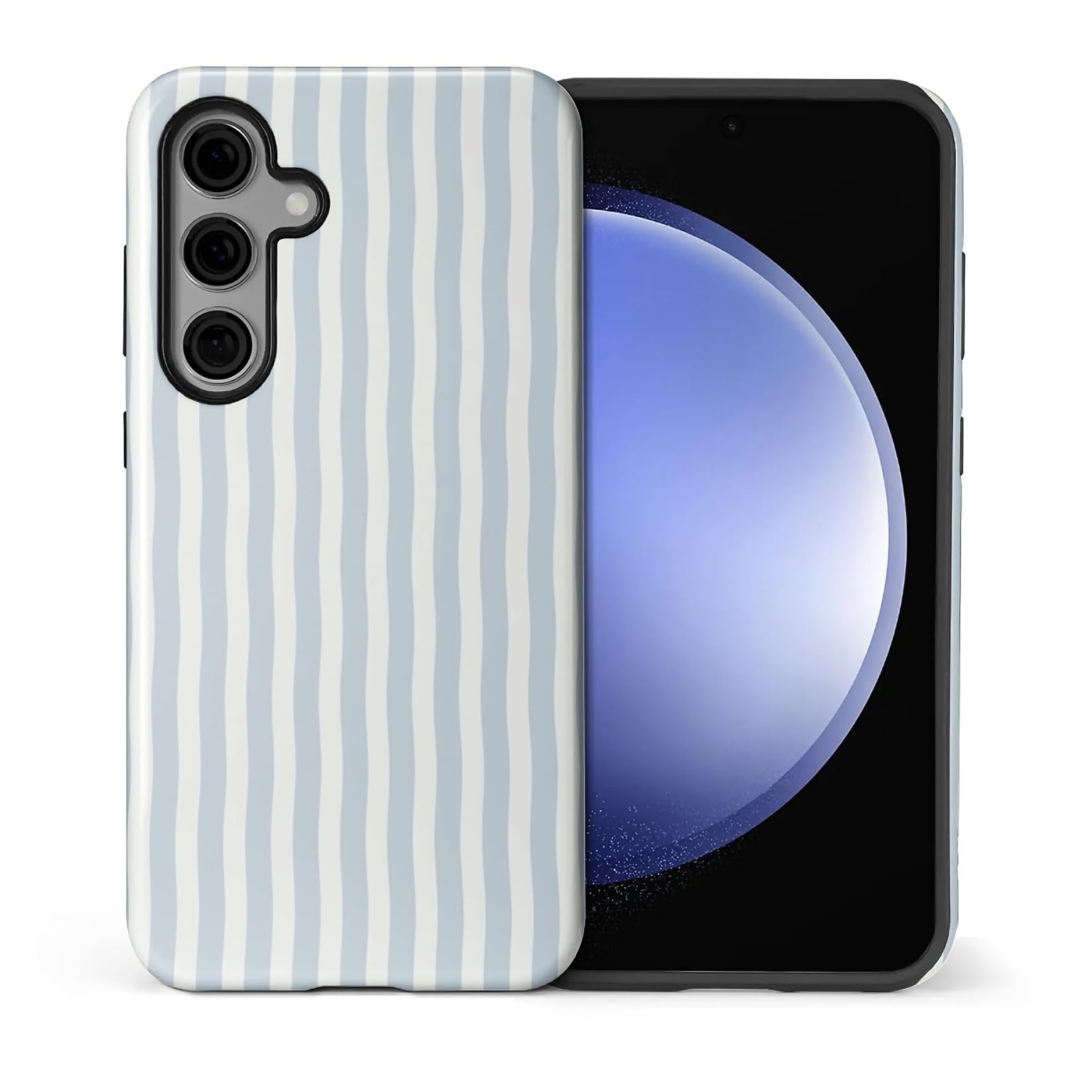 Coque Samsung S24 FE HL2 rigide évite casse écran hybride antichoc rayures bleues design