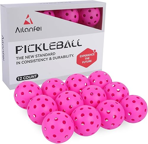 ALANFEI 12-Pack Premium Pickleball Balls -Compliant USAP Approved, 40 Holes OutdoorIndoor Pickle Balls Perfectly Balanced, High Bounce True Flight,