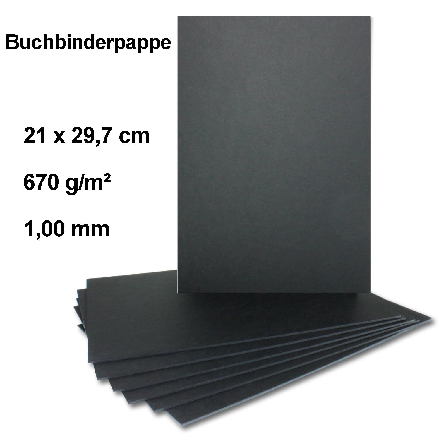 Lot de 200 cartons de reliure, format A4, en noir, épaisseur : 1 mm, grammage : 670 g/m²