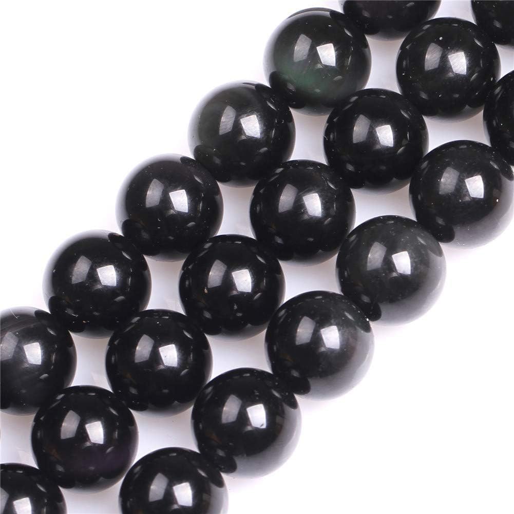 14mm Natural Black Obsidian Beads Round Gemstone Loose Beads for Jewelry Making 15" — image 1