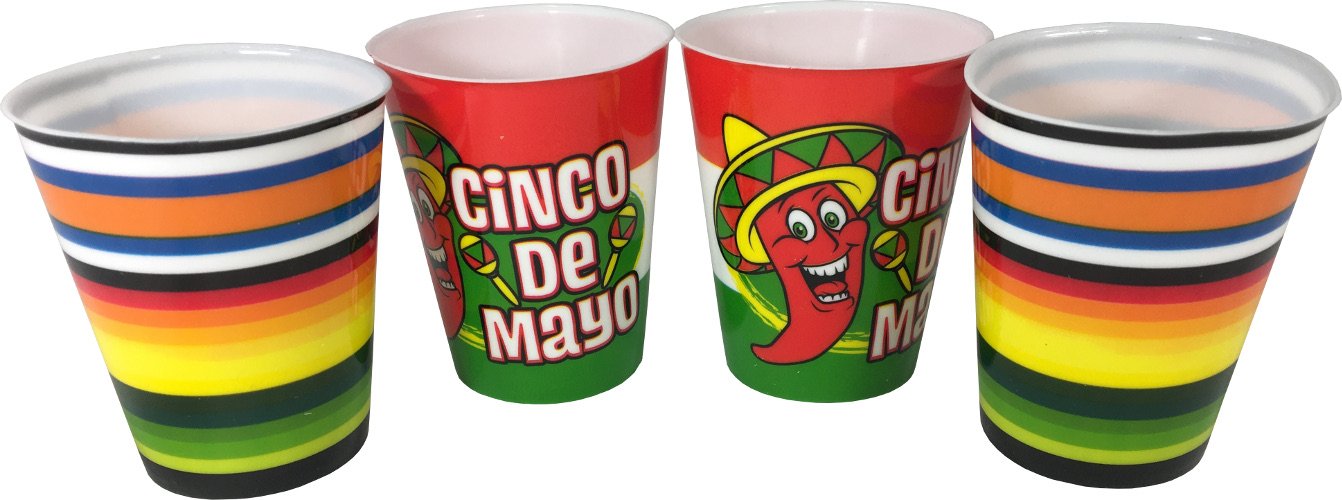 coloré Cinco de Mayo Verres à shot Article de fête 4 pièces à boire Hot Pepper