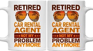Mug For Retired Car Rental Agent, Happy Retirement Mug For Car Rental Agent With Funny Quotes, 11oz Coffee Mug For Coworker, Father's day Gift For Daddy, Dad, Father