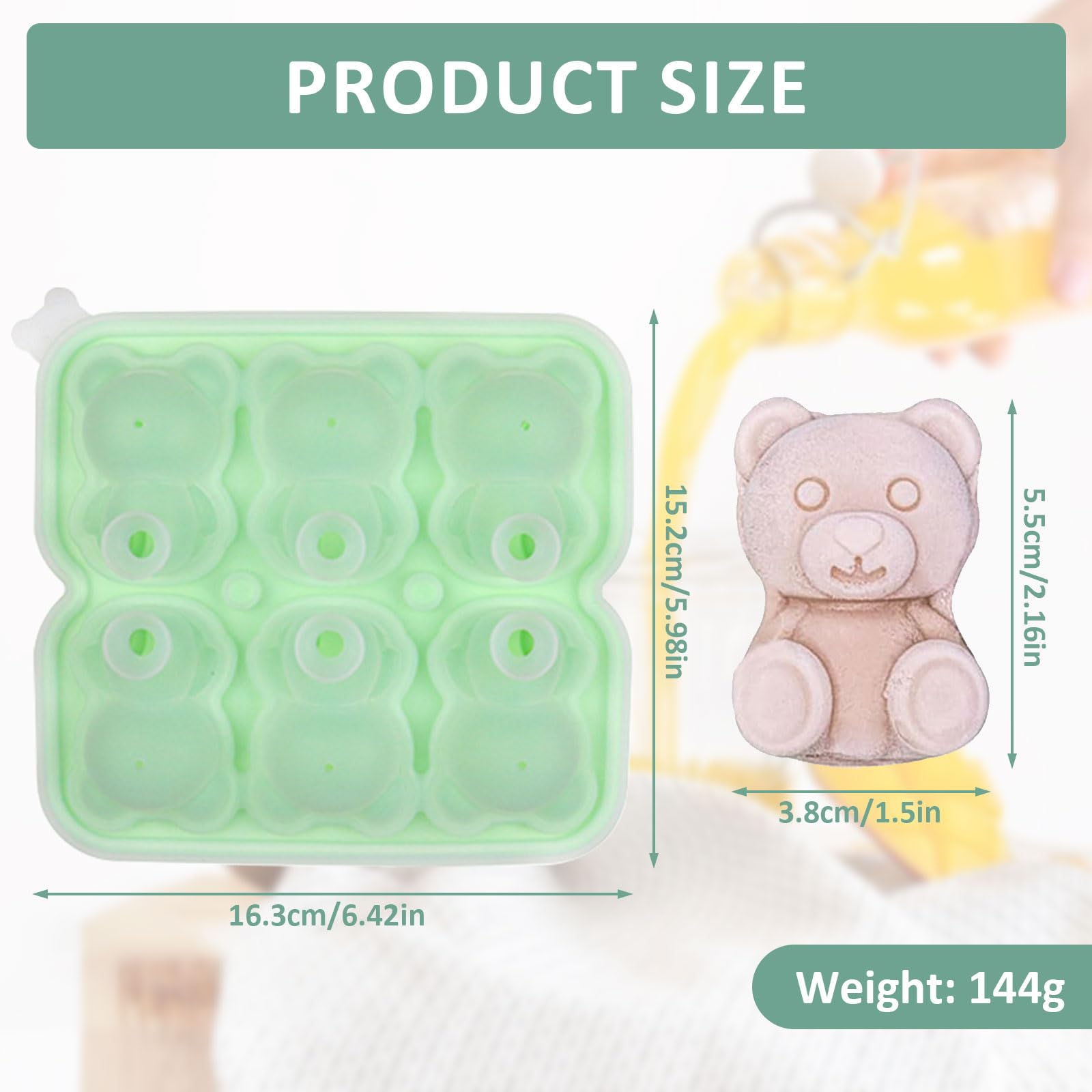 2 Stampi In Silicone Per Cubetti Di Ghiaccio A Forma Di Orso 3D, Per Bevande, Cioccolato E Candele, Resistenti Da -40° A 230°C