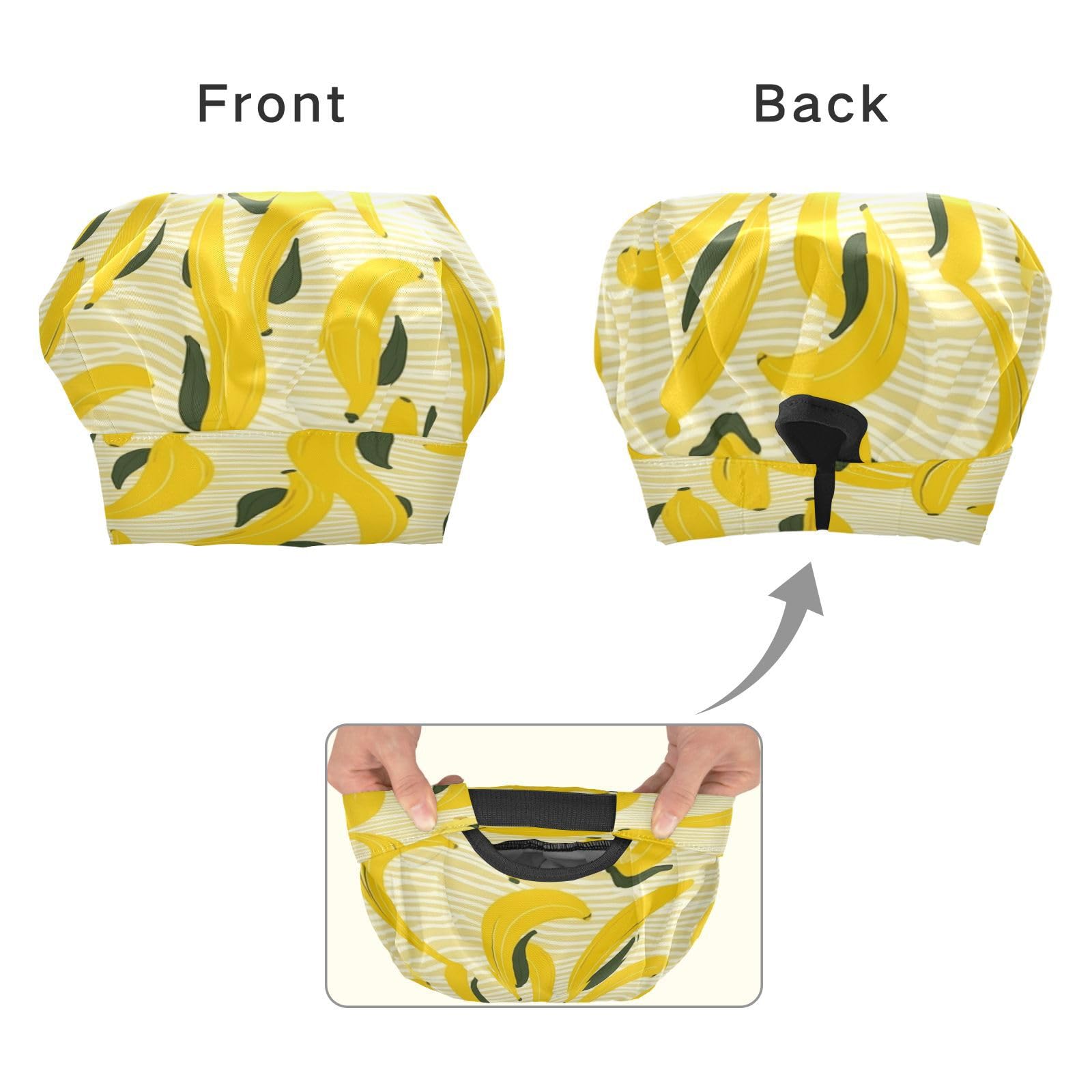 Bulletgxll Banana Pattern Kids Apron and Chef Hat Set Adjustable Bib Aprons with Pockets for Cooking Baking Painting