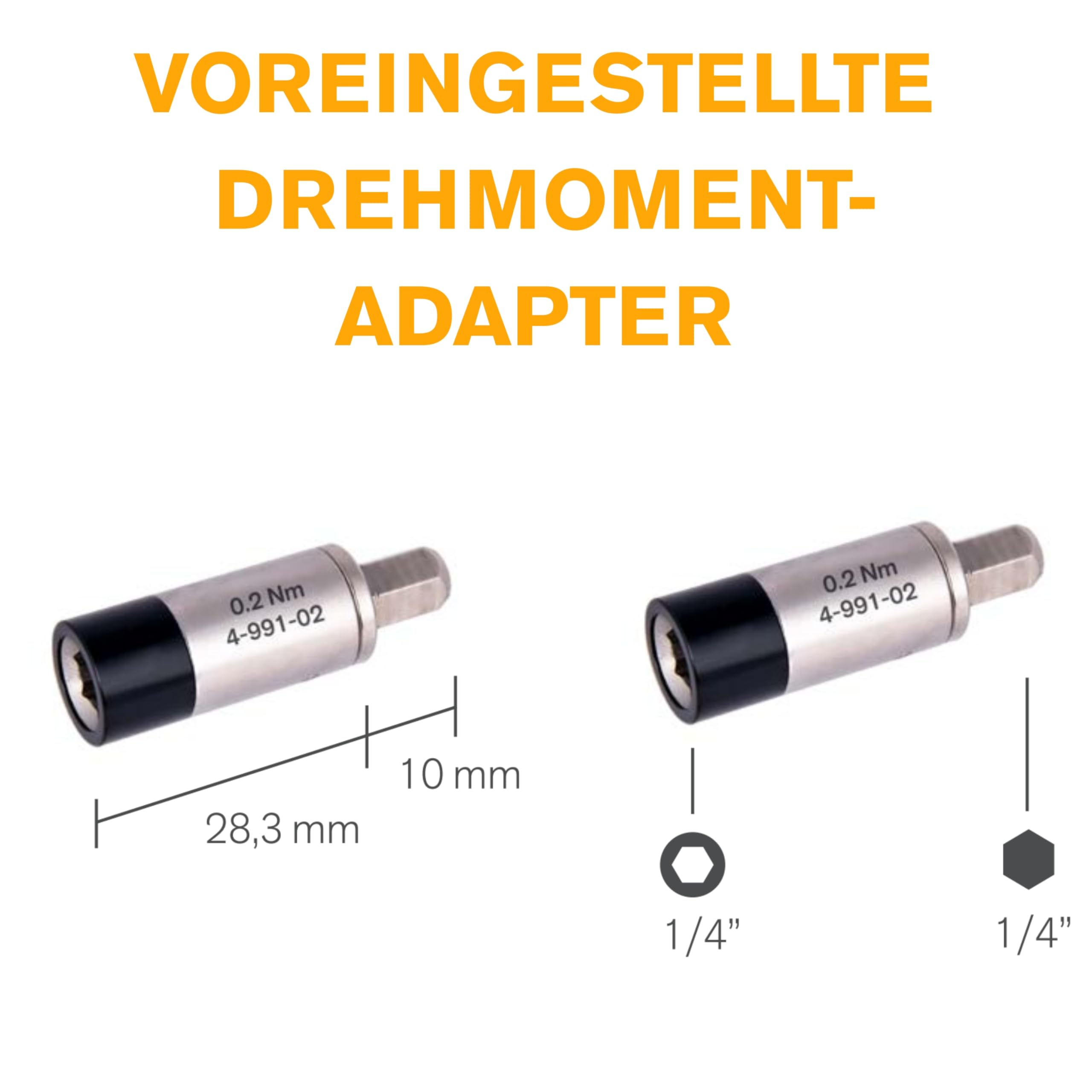BERNSTEIN 4-987 Drehmoment-Begrenzer Adapter 4.0 Nm, für 1/4 Zoll Bits | Prozesssicherheit & Auslösegenauigkeit | Präzisions-Drehmoment