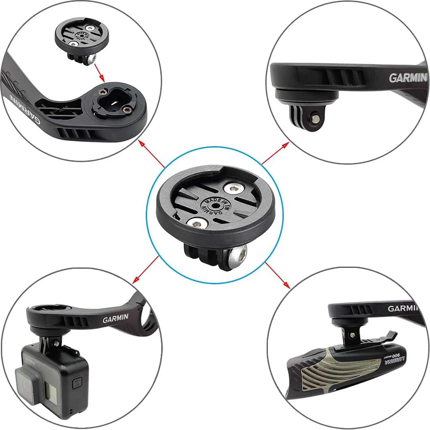 Out Front Mount Adapter for Garmin Edge,Quarter-Turn Quick Release Adapter Compatible with Action Camera Gopro and Headlight