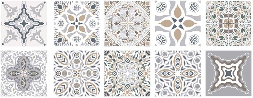 10Pcs Tile Stickers for Kitchen, Bathroom Self-Adhesive Wall Stickers,HD Waterproof Tile Decals for Living Room Decor,I,20x20cm