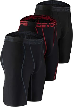 DEVOPS 3 or 5 Pack Compression Shorts Men Spandex Sport Shorts Athletic Workout Running Performance Baselayer Underwear