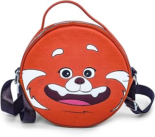 Disney Bag, Cross Body, Round, Pixar, Turning Red, Red Panda Mei Smiling Face Close Up, Vegan Leather 8.0" x 8.0"