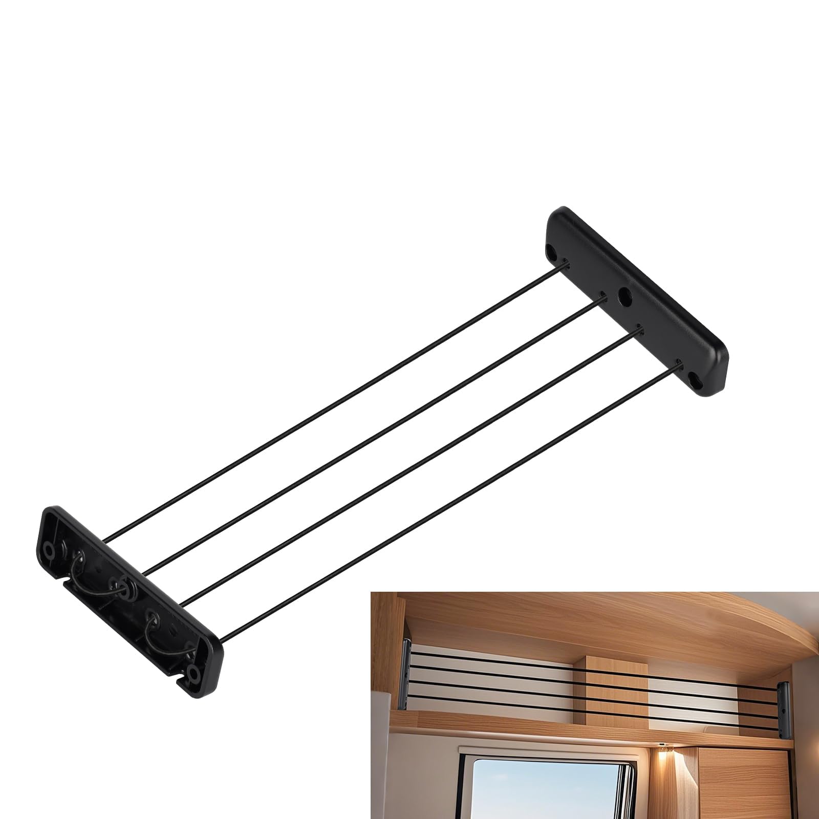 Camper Cabinet Cargo Net - Adjustable Elastic Prevent Luggage Falling Baffle, Van Storage and Truck Organiser Storage Net, Motorhome Cabinet Storage Solutions for Caravan Campervan Van Accessories (1)