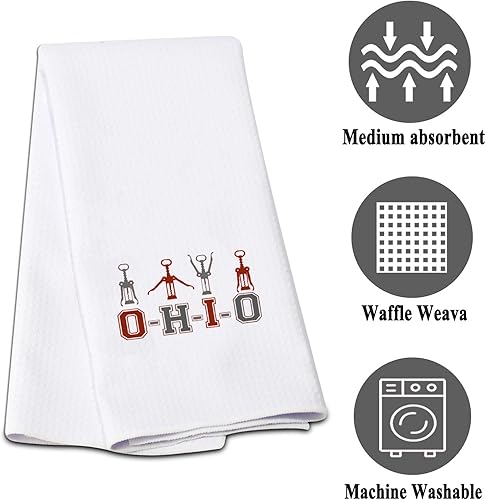 Miniatura 6 de G2TUP Toallas de cocina divertidas, toalla de cocina con saco de harina del estado de Ohio, kit de toallas de mano blancas impresas con frases