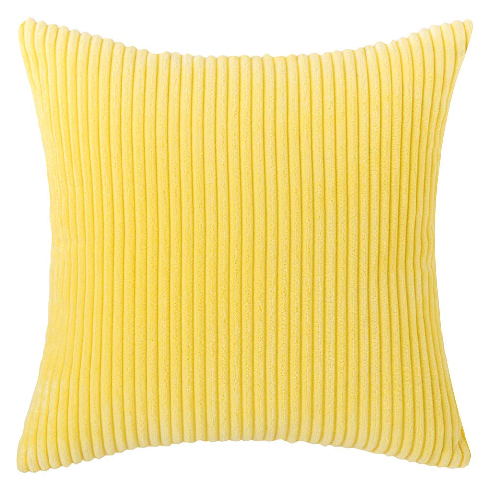 Blausky 1 x Cushion Cover, Corduroy Cushion Cover, Decorative Cushion Cover, Sofa Cushion, Couch Cushion, Decorative Cushion Cover for Sofa, Armchair, Home, Bedroom, Lemon Yellow, 60 x 60 cm