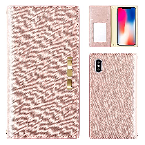 COVERARY Zenfone 11 Ultra ケース 手帳型 スマホケース 1個入り メタリックピンク 全機種対応 可愛い スクエア シンプル りぼん 100061441b