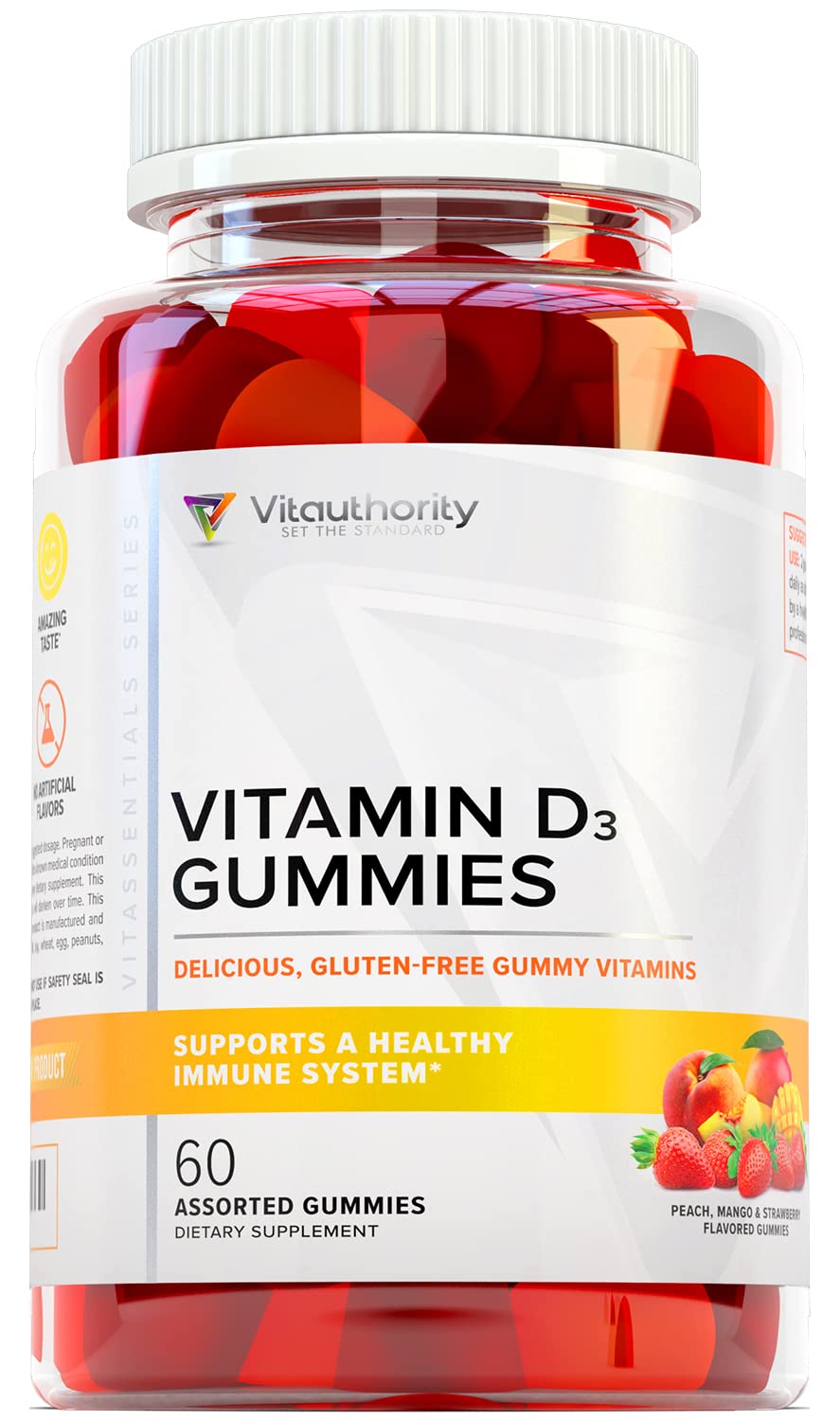 Delicious Vitamin D3 Gummies for Adults - High Absorption Gummy Vitamin D 2000 IU for Bone Teeth Muscle and Immunity Support - Gluten Gelatin and Artificial Flavor Free Vitamin D Gummies for Women