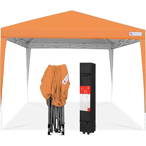 Best Choice Products 10x10ft Pop Up Canopy Outdoor Portable Folding Instant Lightweight Gazebo Shade Tent w/Adjustable Height, Wind Vent, Carrying Bag - Orange