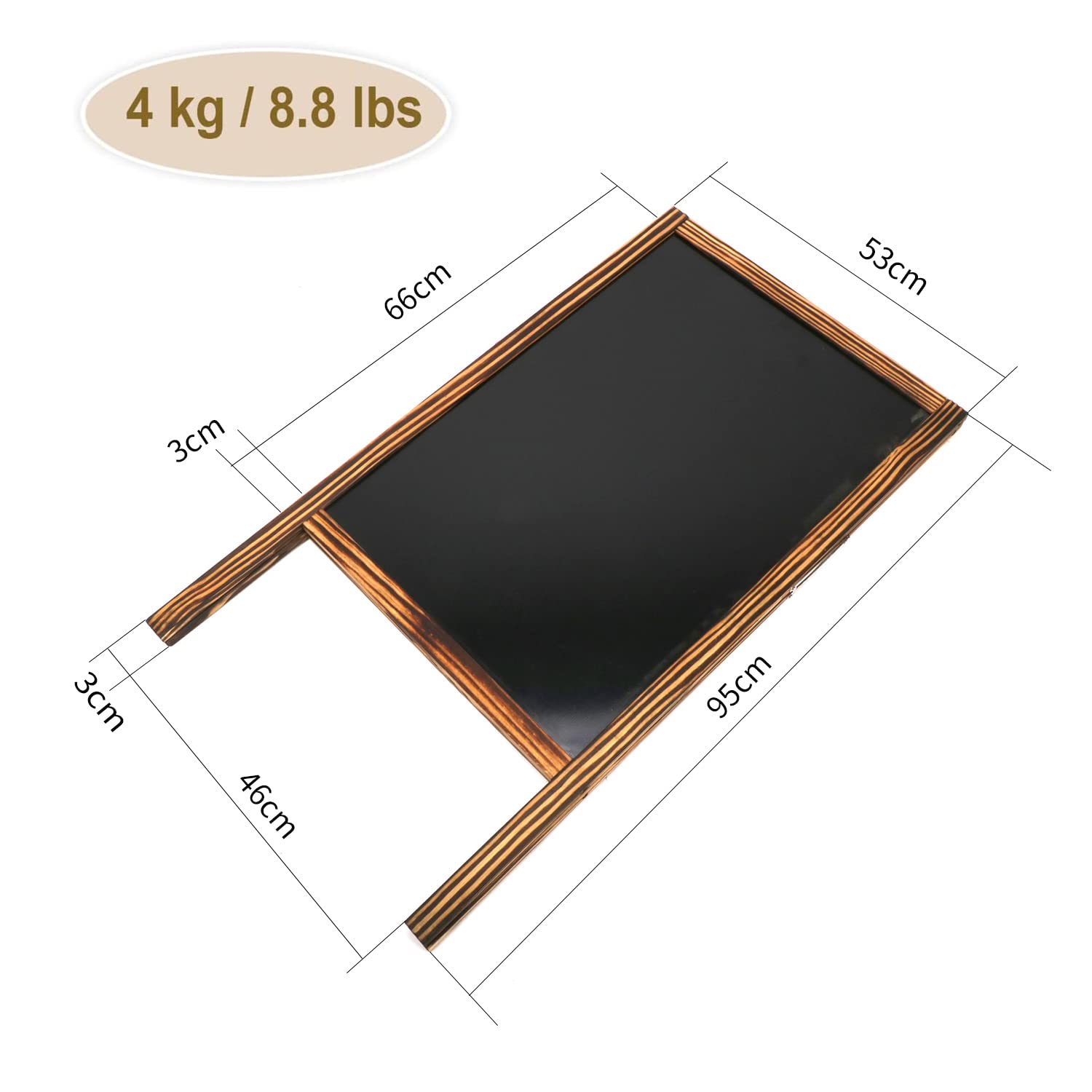 uyoyous Stojak do pisania kredą, popychacz klientów, tablica reklamowa, stojak na plakaty z lakierowaną drewnianą ramą (95 x 53 cm)