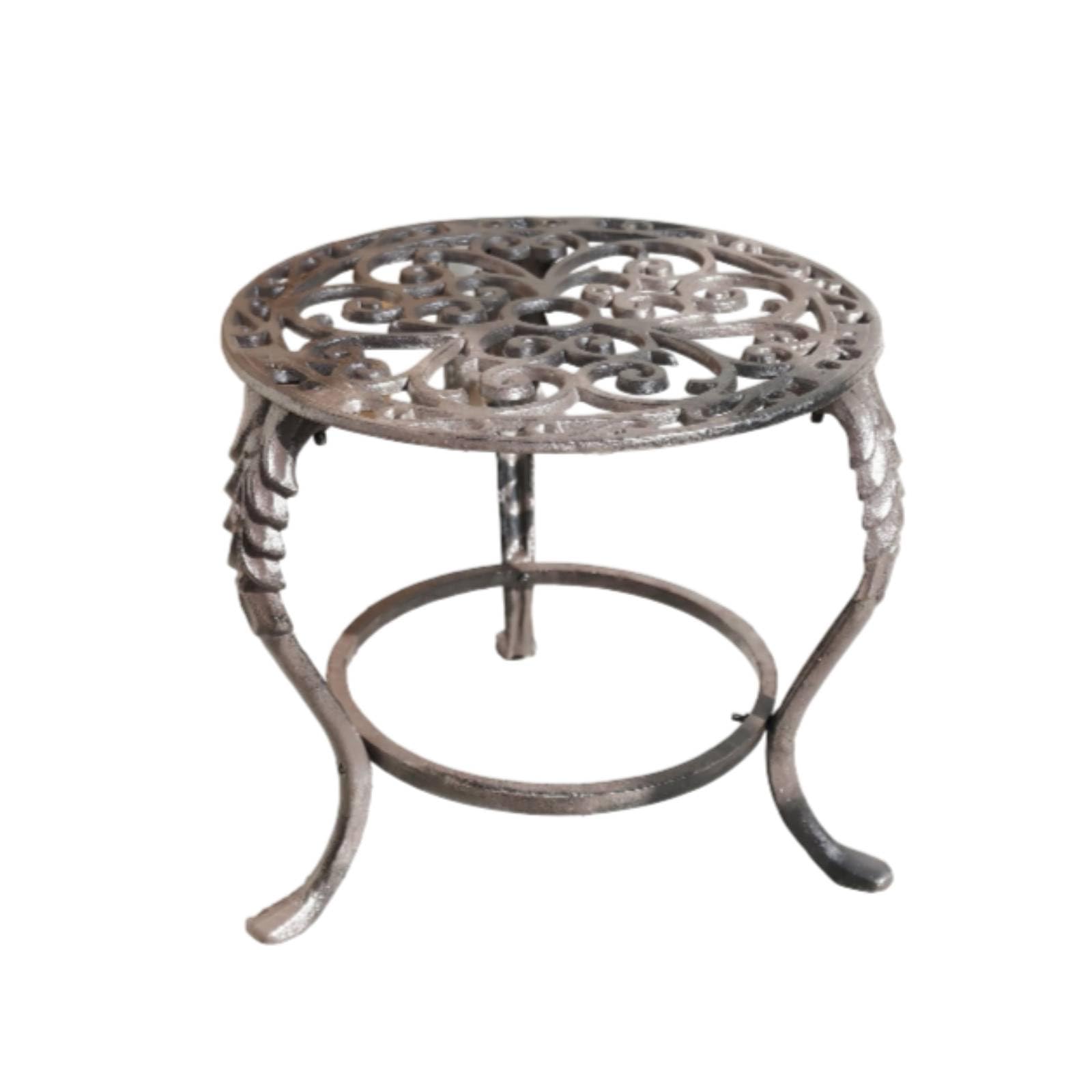 Support Plantes, Porte-Plante en Fonte Rustique, Porte-Pot Métal Rond