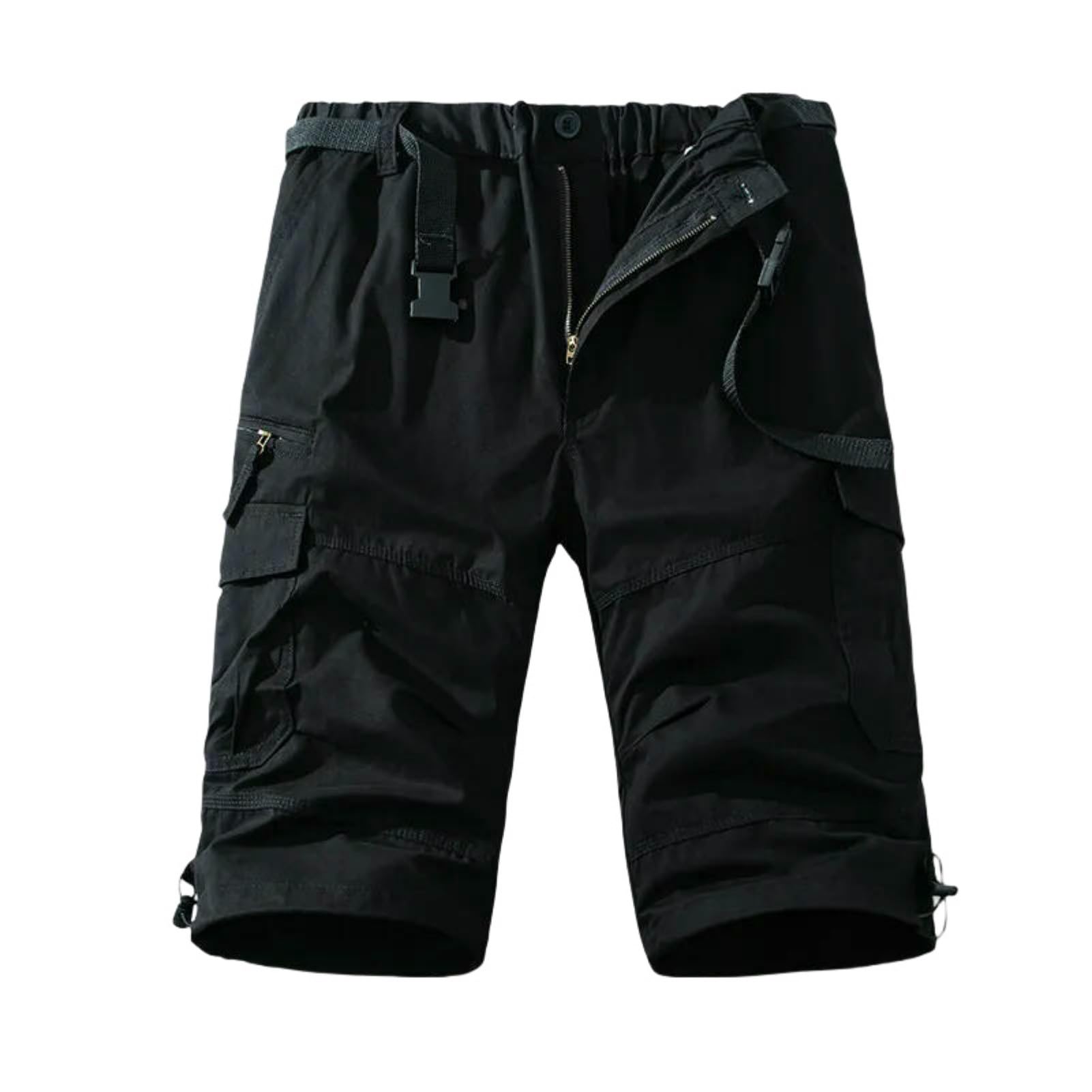 Pantalon cargo léger homme coton uni coupe droite longueur mollet
