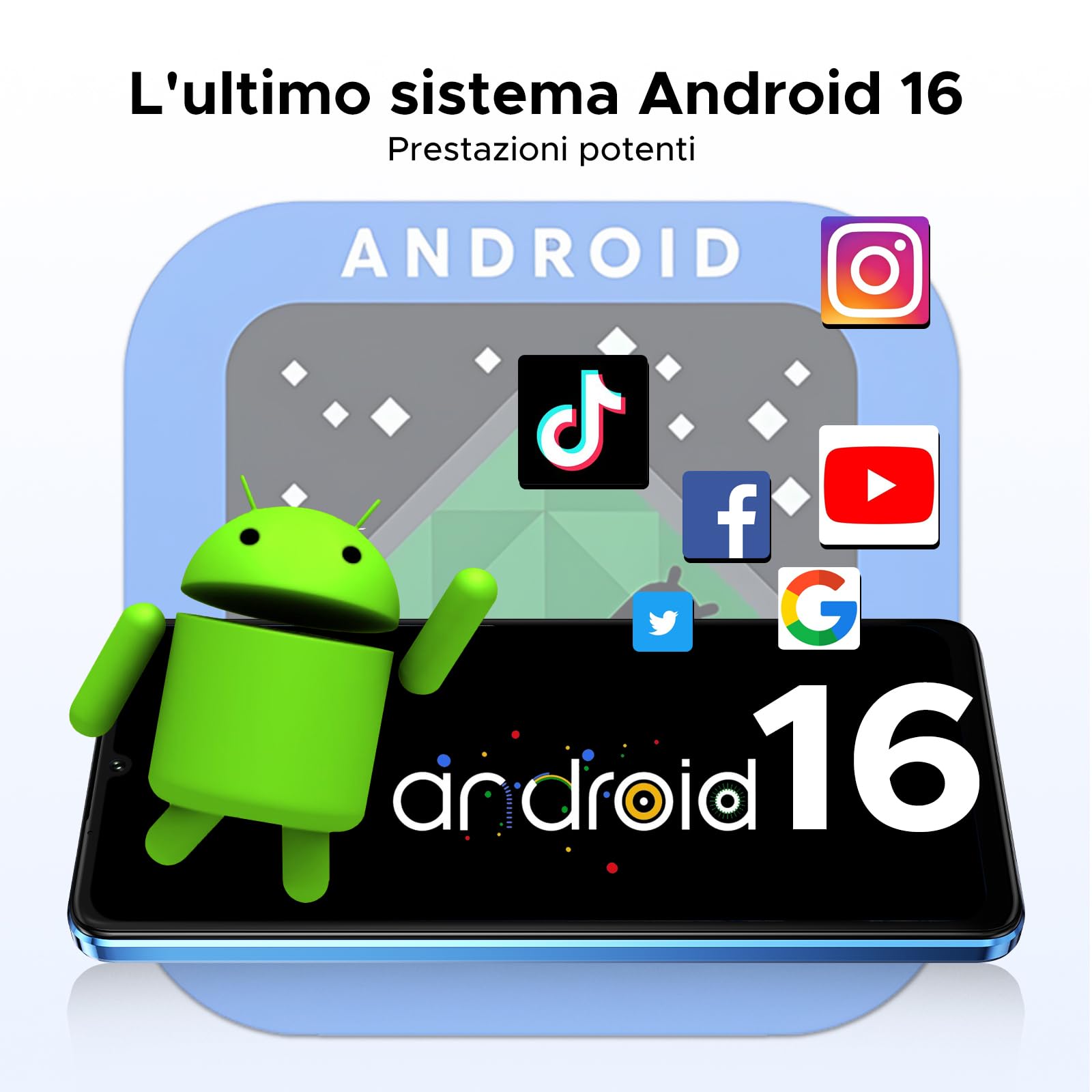 DOOGEE Note 59 Pro+ Smartphone 5G Android 16 Gemini AI, 512GB ROM+36(12+24) GB RAM Telefono Cellulare, 6250mAh 6.75" HD+120Hz Schermo Telefoni 50MP+8MP, Cellulari Face Unlock/Fingerprint/NFC, Blu