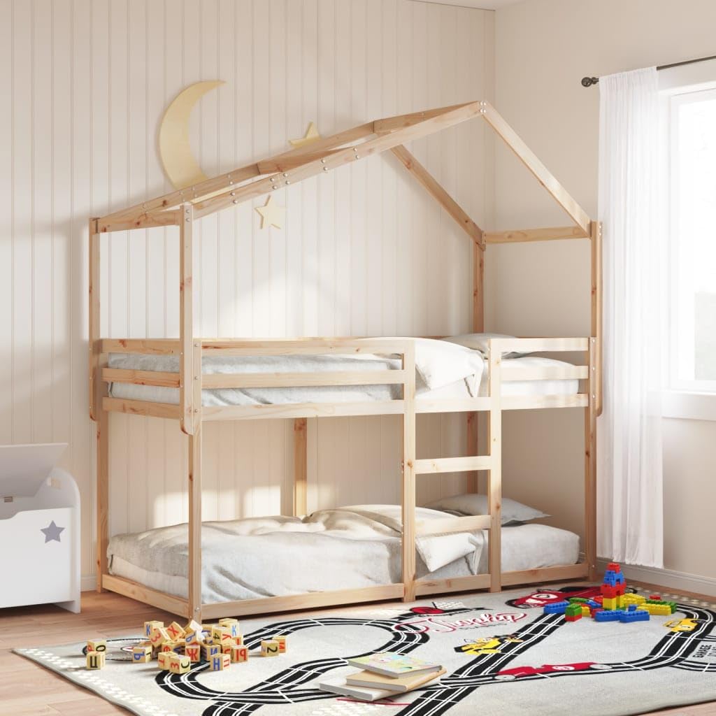 Toshilian Toit de Lit Cabane Enfant,Toit de lit pour Enfants 213x85,5x144,5 cm Bois de pin Massif