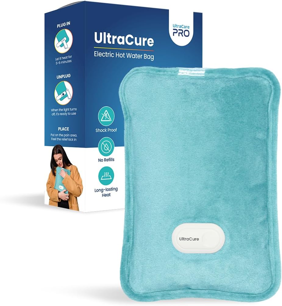 UltraCare PRO UltraCure Premium Electric Hot Water Bag - For Joint & Muscle Pain - Period Cramps - Arthritis Aches - 6 Layer Protection - Fast Heating - Smart Heating - Dual Insulation