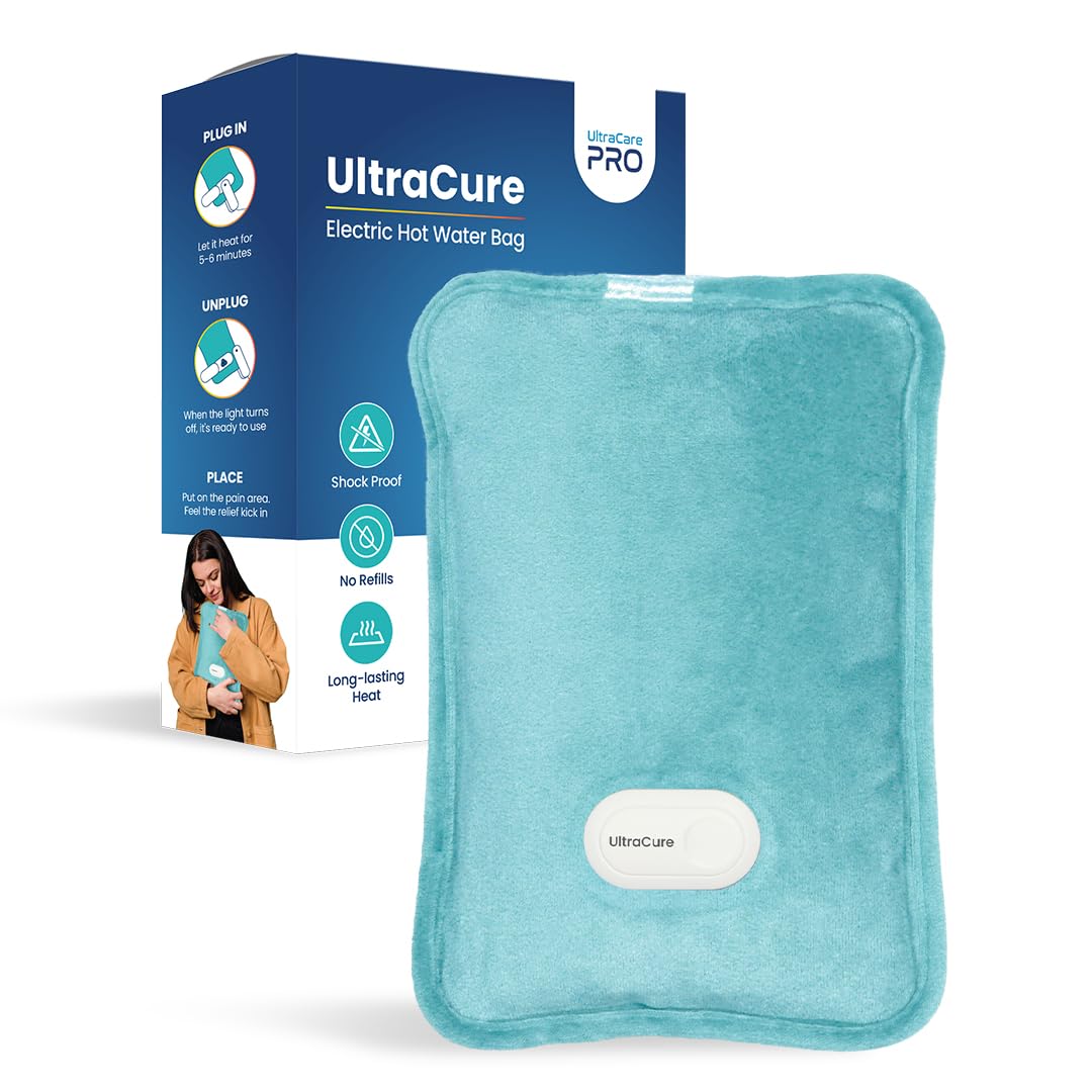 UltraCare PRO UltraCure Premium Electric Hot Water Bag - For Joint & Muscle Pain - Period Cramps - Arthritis Aches - Rechargeable - 6 Layer Protection - Fast Heating - Smart Charger - Dual Insulation