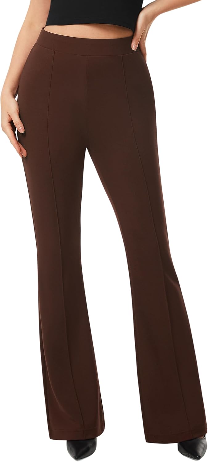 AFITNE Women's Dress Pants High Rise Flare Pants Pull On Stretchy Work Pants Business Office Casual Slacks with Pockets